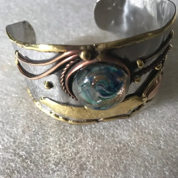 Artisan Mixed Metal Cuff Bracelet - Picture 2 of 3